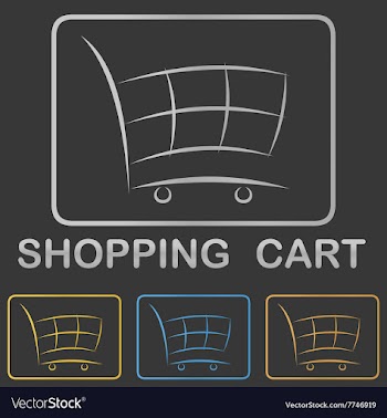 Metallic shopping cart icon button design set vector image
