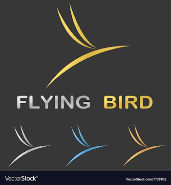 Metallic stylized flying bird logo design vector image