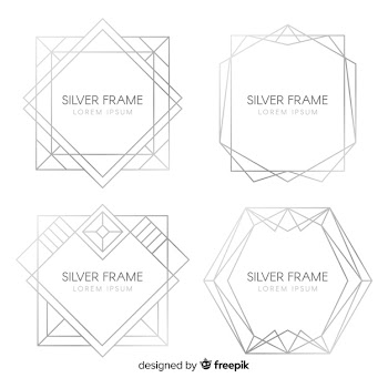 Metallic texture silver frame set