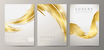 Metallic wave abstract background set