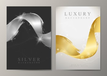 Metallic wave abstract background set