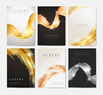 Metallic wave abstract background set | Free stock vector - 564543