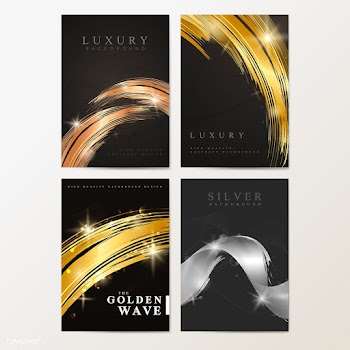 Metallic wave abstract background set | Free stock vector - 564553