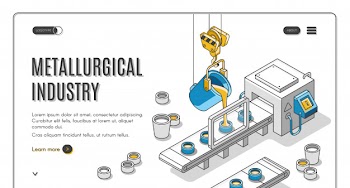 Metallurgical industry company isometric banner Free Vector
