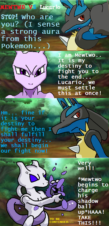 Mewtwo vs Lucario Comic page 1# by blackwingShadow on DeviantArt