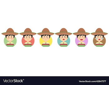mexican avatar with various expression
