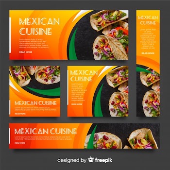 Mexican food banners with photo Free Vector