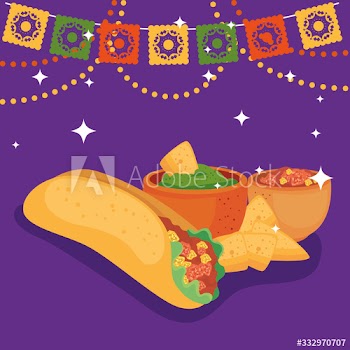 mexican foods traditional icon of cinco de mayo design