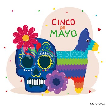 Mexican pinata and skull with flowers design