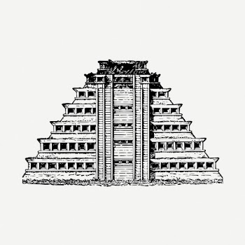 Mexican pyramid drawing, historical landmark | Free PSD - rawpixel