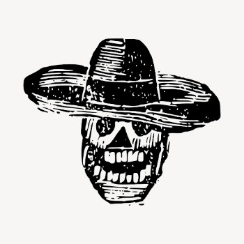 Mexican skull drawing, vintage illustration | Free Vector - rawpixel