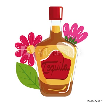 Mexican tequila bottle with flowers design
