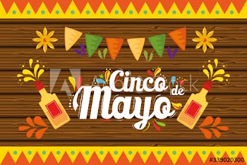 Mexican tequila bottles and banner pennant design