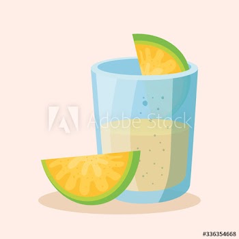 Mexican tequila shot with lemon design