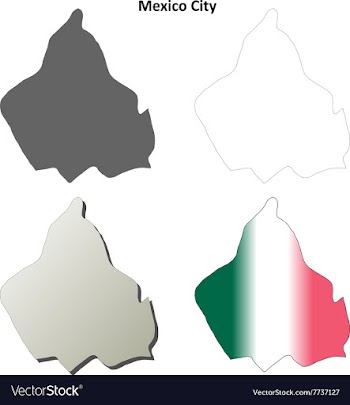 Mexico City blank outline map set vector image