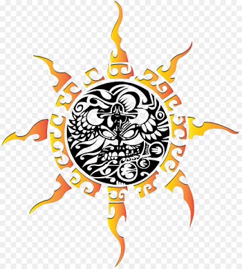 Mexico Maya civilization Illustration - Sun calendar stone 