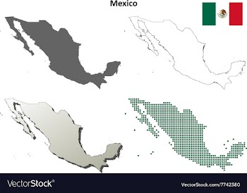 Mexico outline map set vector image