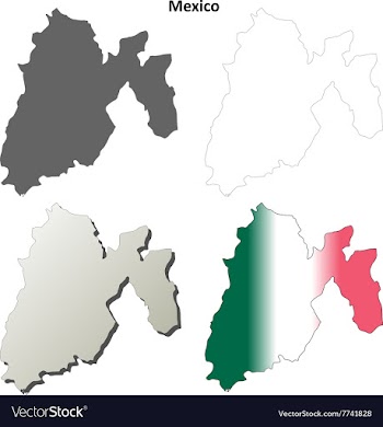 Mexico state blank outline map set vector image