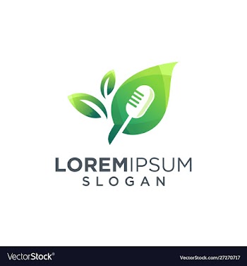 Mic and leaf logo design vector image