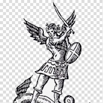 Michael Line art Archangel, Michael angel transparent background PNG clipart