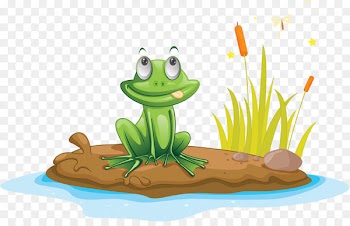 Michigan J. Frog Edible frog Illustration - A frog with a tongue sticking out on the Bank of the river 