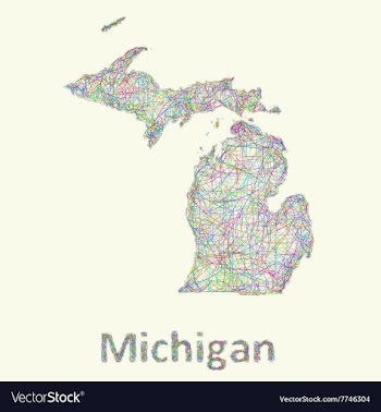 Michigan line art map vector image