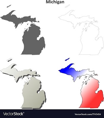 Michigan outline map set vector image