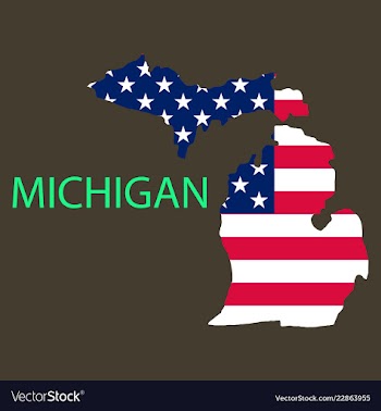 Michigan state of america with map flag print on vector image