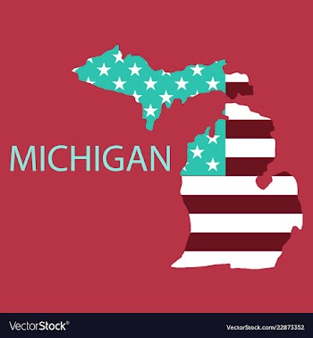 Michigan state of america with map flag print on vector image