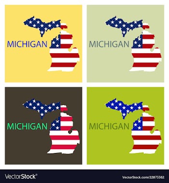 Michigan state of america with map flag print on vector image