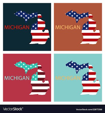 Michigan state of america with map flag print on vector image