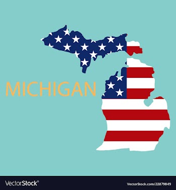 Michigan state of america with map flag print on vector image