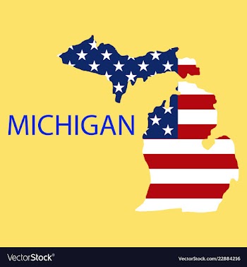 Michigan state of america with map flag print on vector image