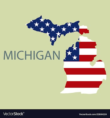 Michigan state of america with map flag print on vector image