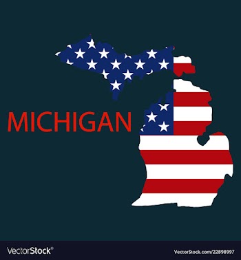 Michigan state of america with map flag print on vector image