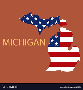 Michigan state of america with map flag print on vector image
