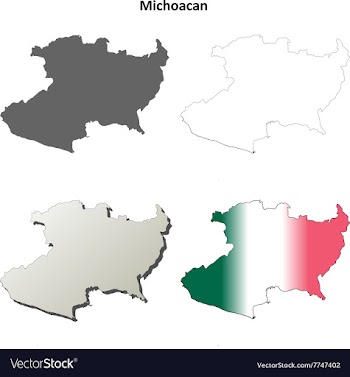 Michoacan blank outline map set vector image