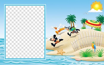 Mickey Mouse Minnie Mouse Goofy Donald Duck Beach, Beach Frame transparent background PNG clipart