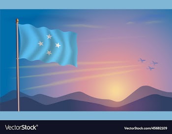 micronesia flag in the morning sun