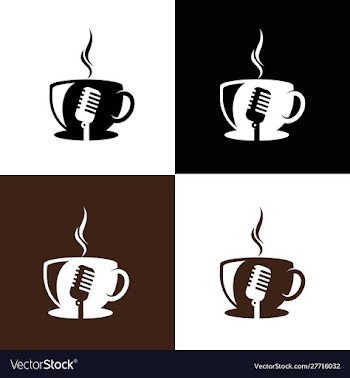 Microphone and coffee logo template vector image