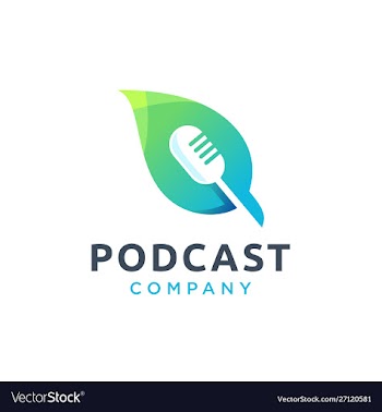 Microphone and leaf podcast logo design vector image