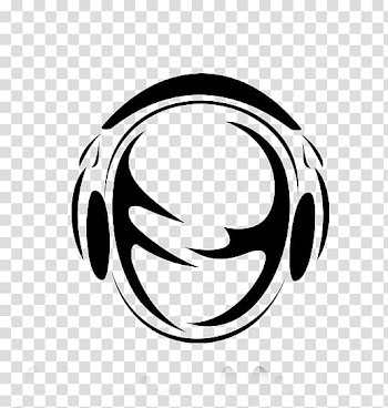 Microphone Headphones Radio, Black and white silhouette headphones head transparent background PNG clipart