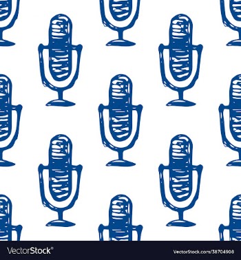 microphone karaoke seamless pattern doodle