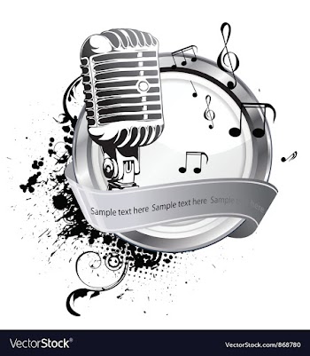  					Microphone on a label vector image														