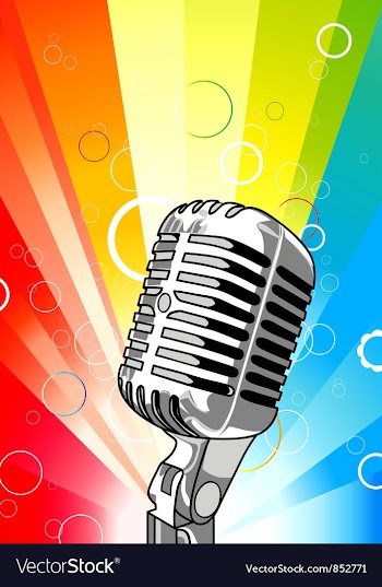 Microphone with colorful rays background vector image