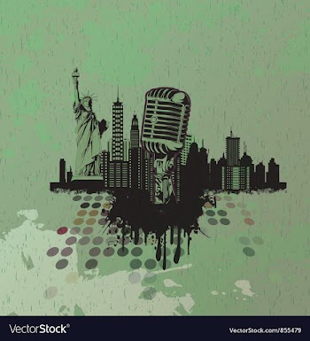 Microphone with urban background vector image