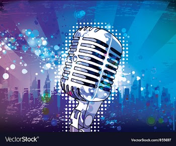 Microphone with urban background vector image