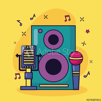 microphones speaker music colorful background