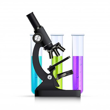Microscope with test tubes realistic illustration
