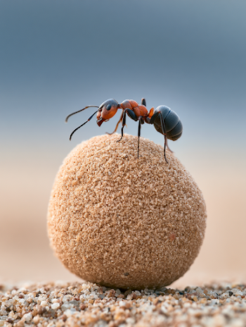 Microscopic Ant on a Sand Pebble